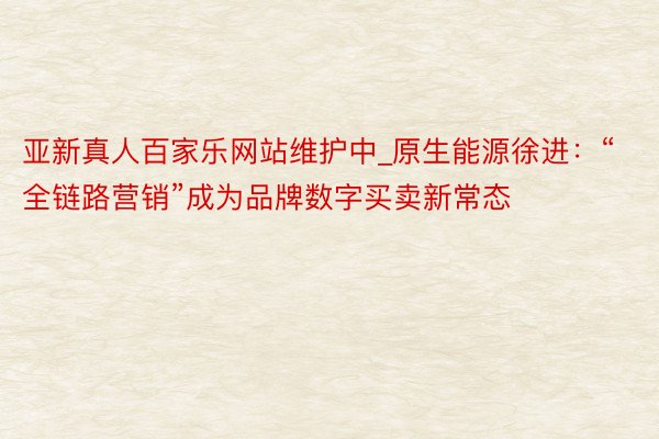 亚新真人百家乐网站维护中_原生能源徐进：“全链路营销”成为品牌数字买卖新常态